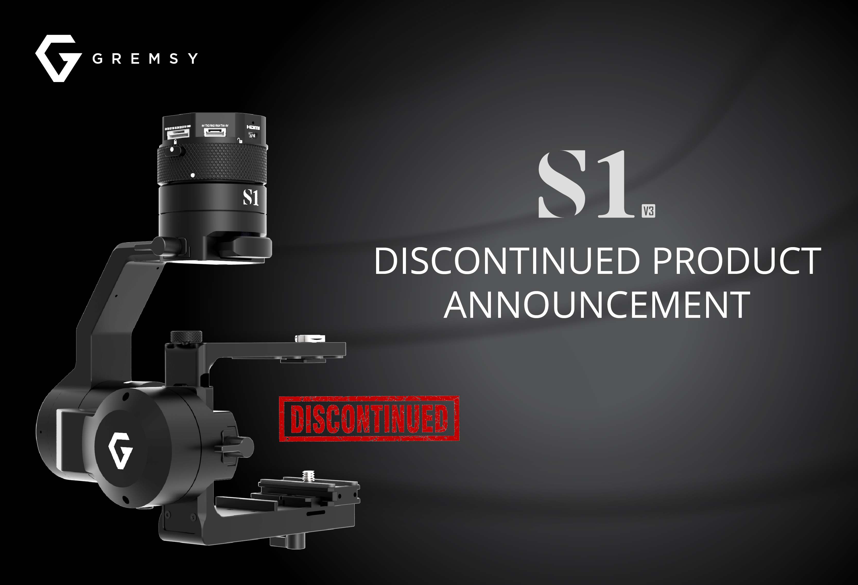 Gremsy annouces discontinuation of S1 gimbal series